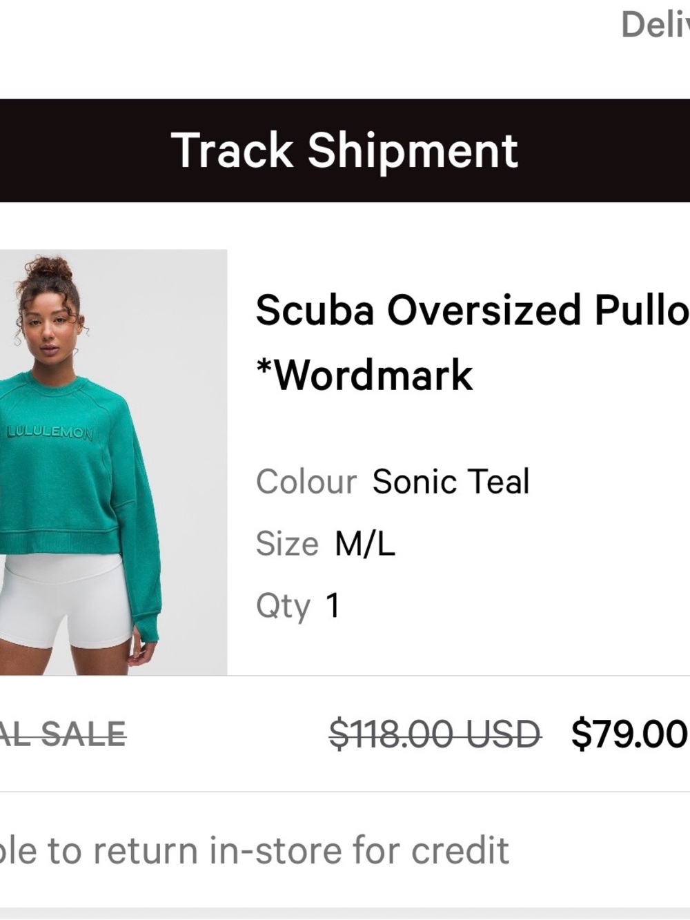 lululemon athletica Teal Scuba Oversized Crewneck Pullover
